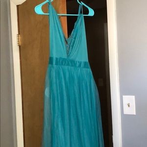 Teal long mesh Maxi Dress